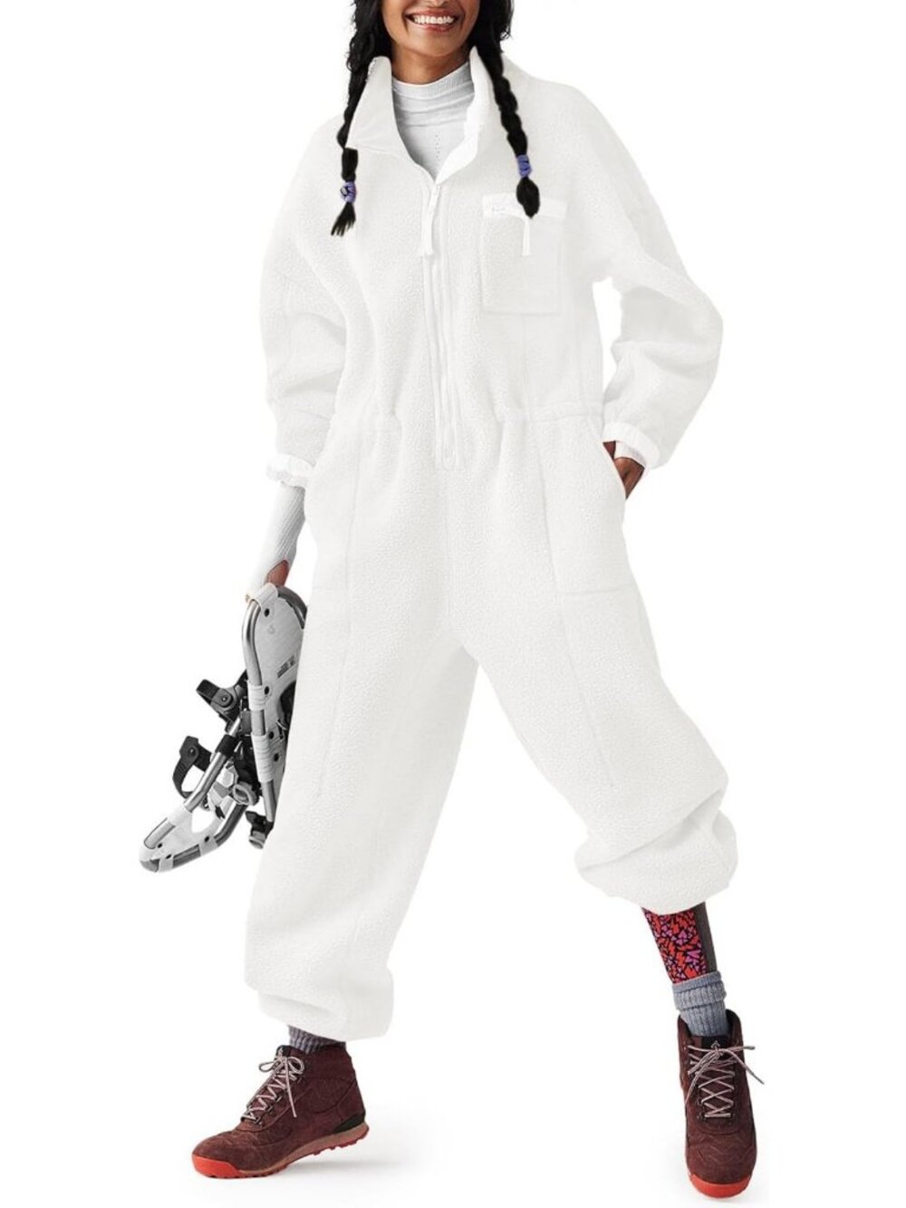 Cozy Women's Fleece Jumpsuit - Warm Winter Onesie for Skiing & Snow Fun